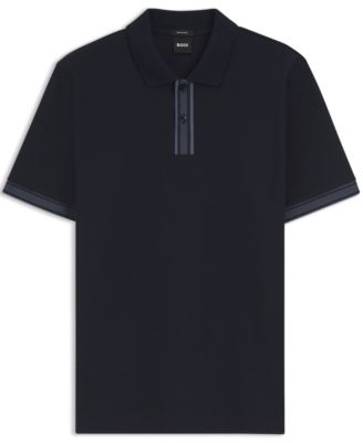 Men's Mercerized-Cotton Striped Trim Polo Shirt