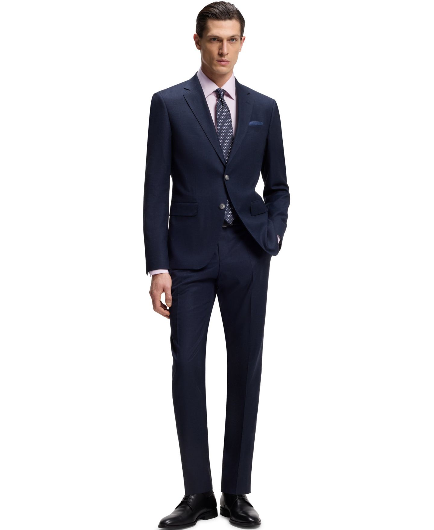 Мужская рубашка Hugo Boss Stretch-Cotton Dobby Regular-Fit Dress Shirt, цвет: Розовый — фото 2