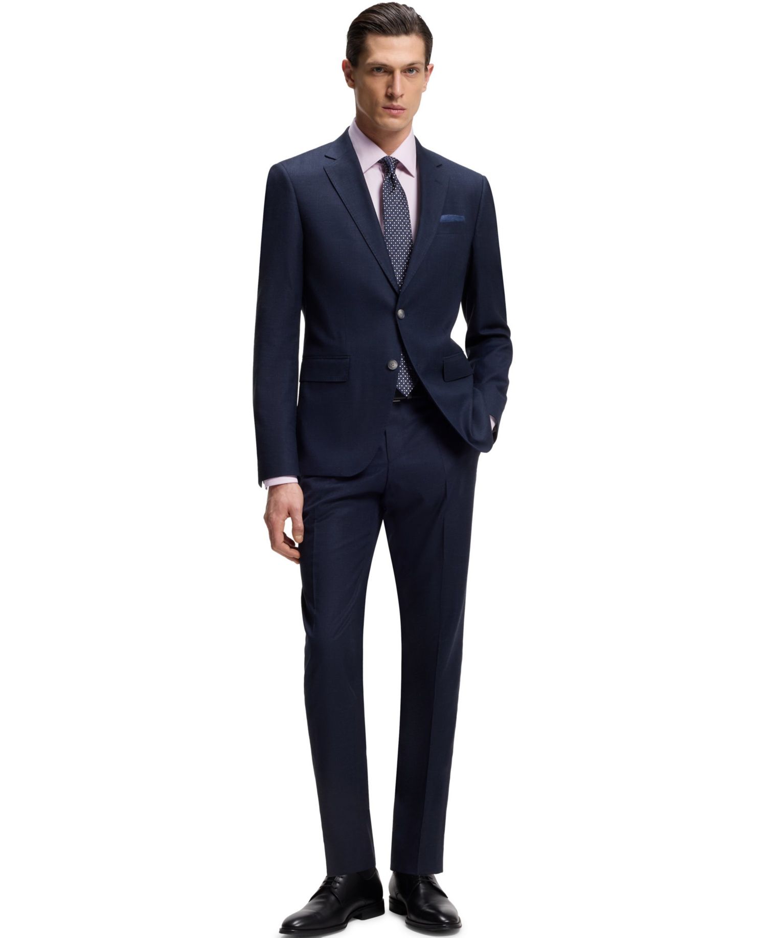 Men's Stretch-Cotton Dobby Regular-Fit Dress Shirt