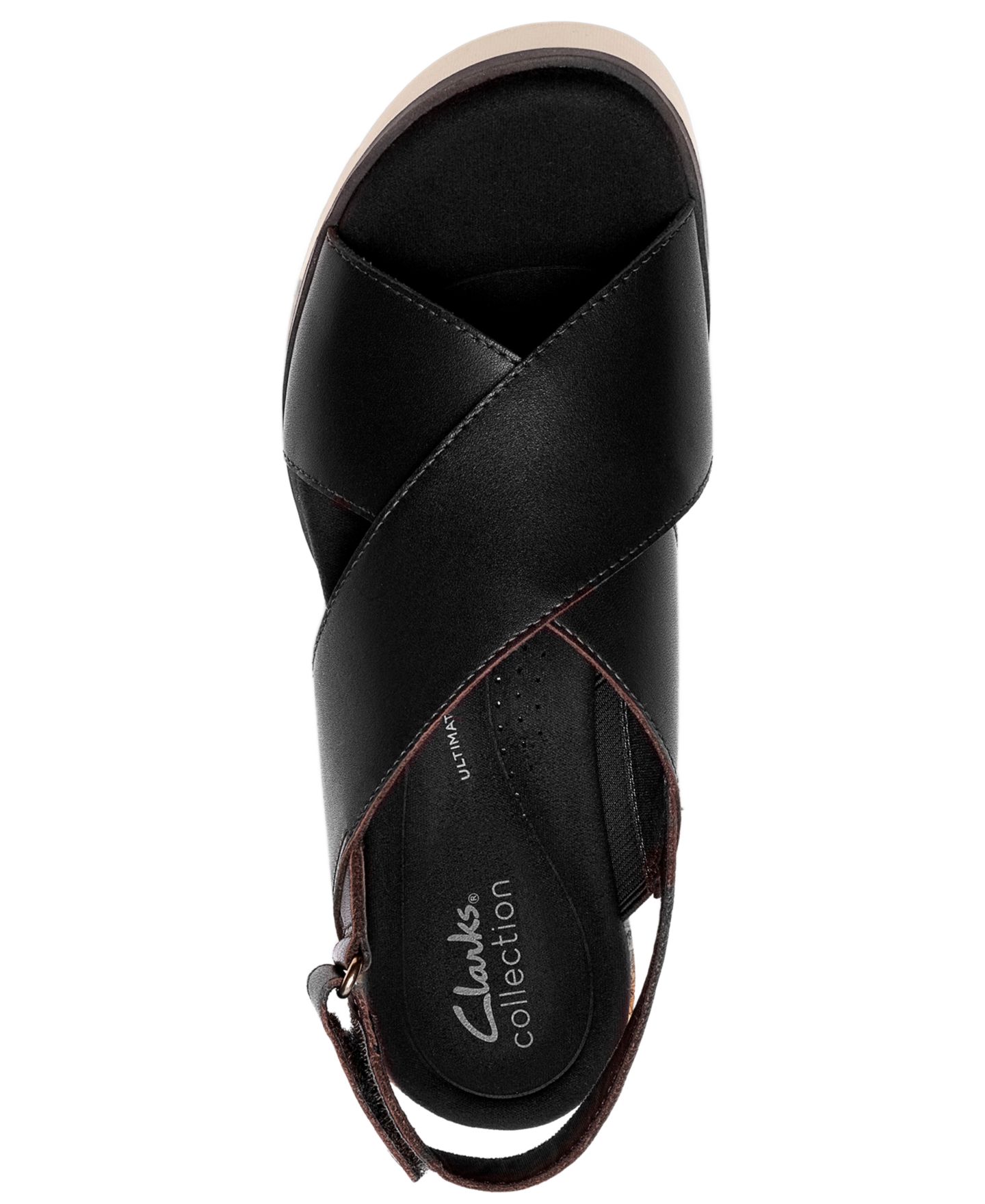 Женские сандалии на танкетке Clarks Diaz с перекрещенными ремешками и круглым носом, цвет: Чёрный кожаный — фото 4