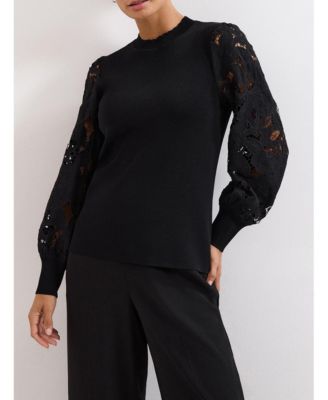 Women's Harriet Lace Sleeve Round Neck Jumper
