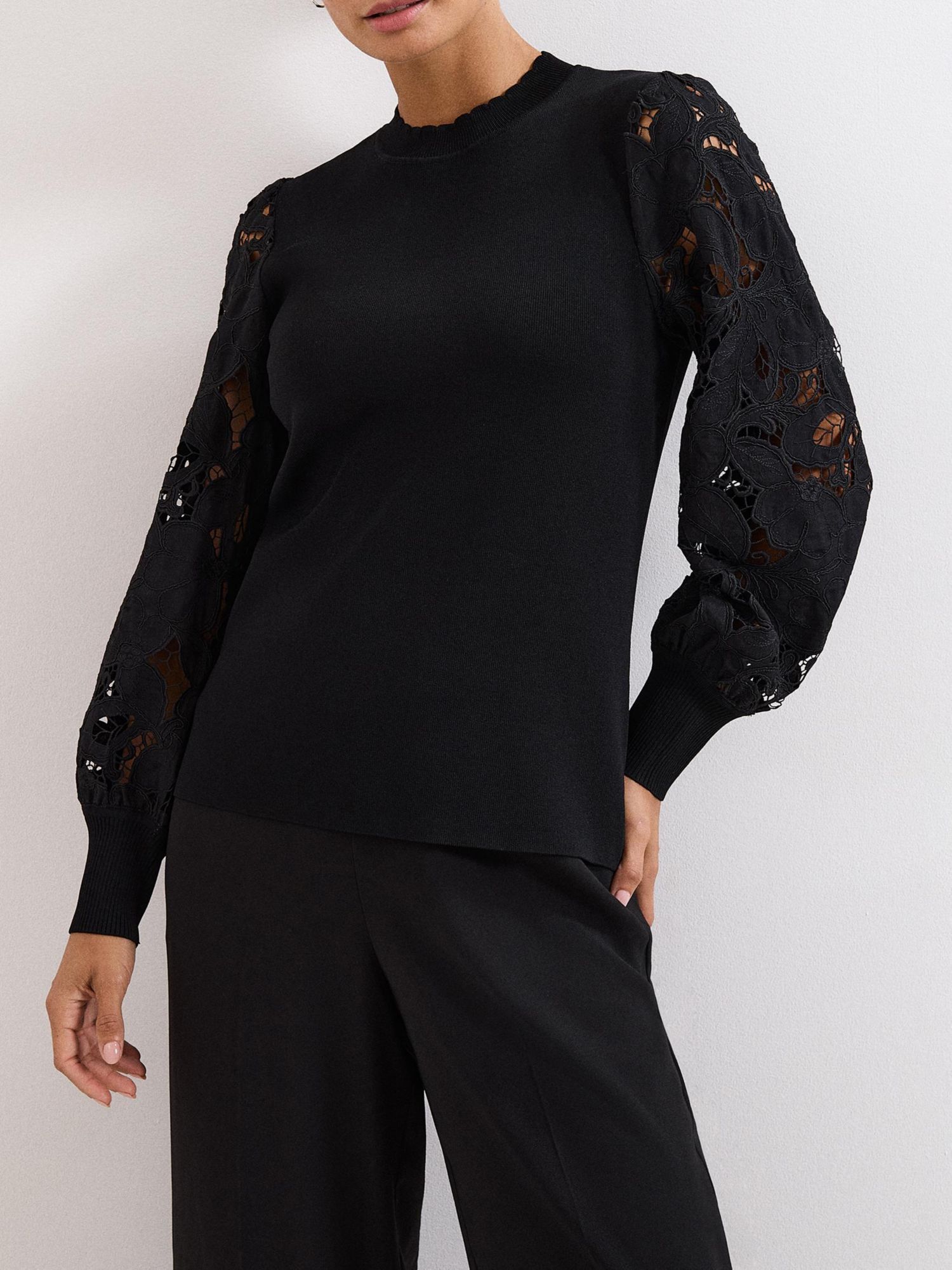 Women's Harriet Lace Sleeve Round Neck Jumper