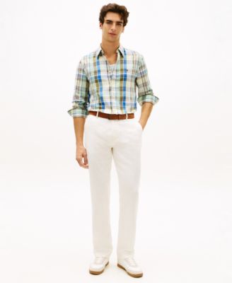 Men's Linen-Blend Madras Check Regular-Fit Shirt