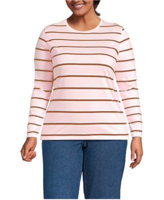 Plus Size Relaxed Supima Cotton Long Sleeve Crew Neck T-Shirt
