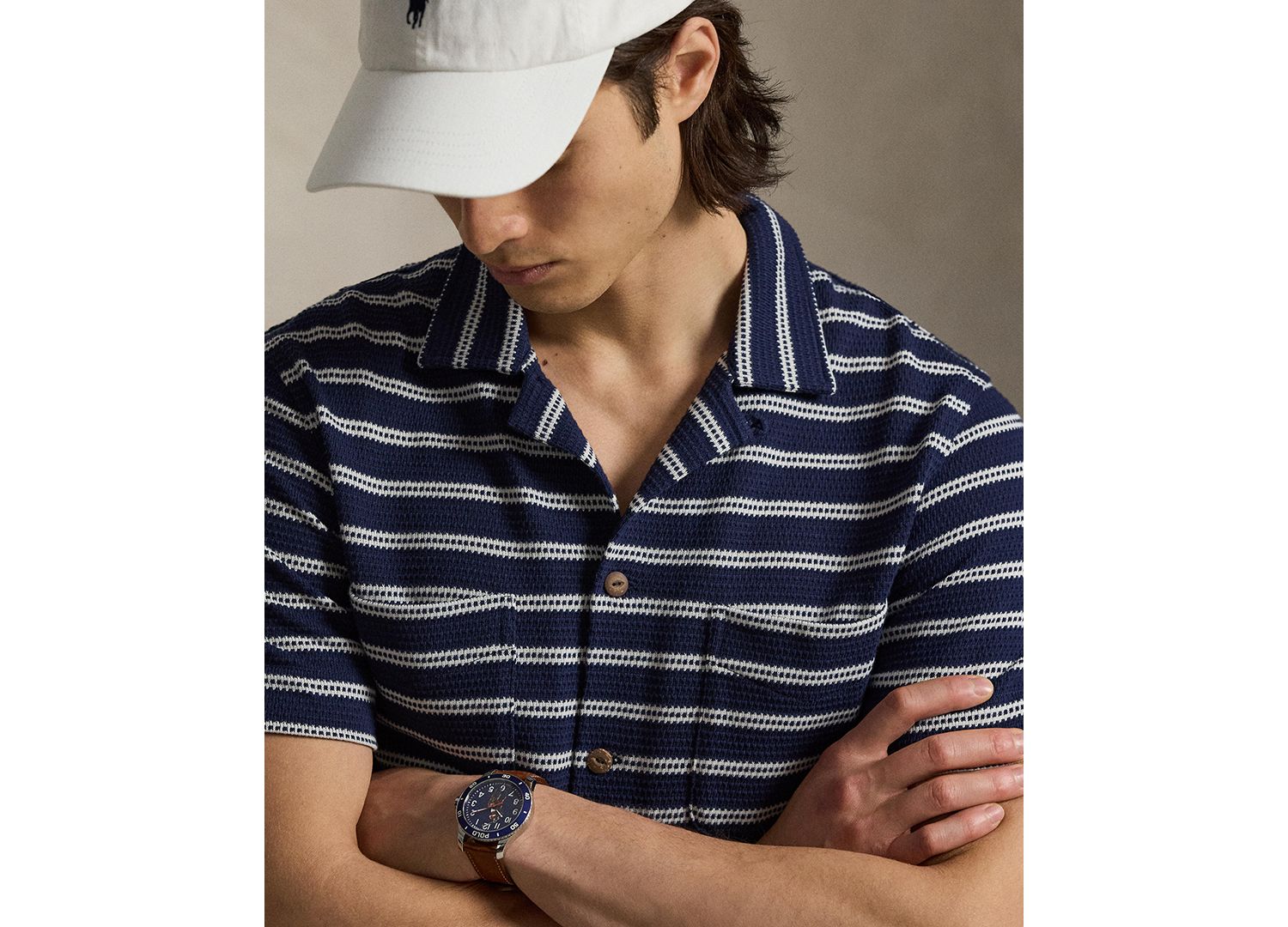Men's Striped Camp Collar Shirt