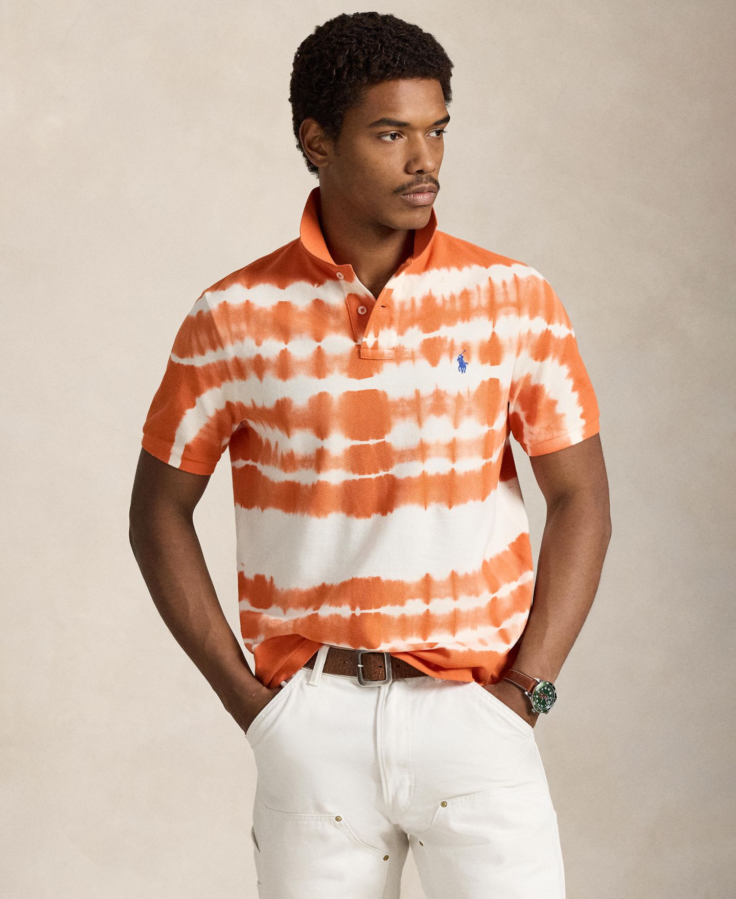 Мужское поло Polo Ralph Lauren Short-Sleeve Polo Shirt, цвет: Небесно-голубой разноцветный — фото 1