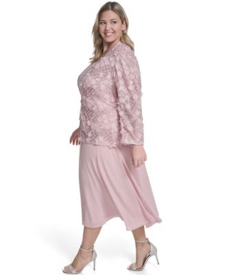 Plus Size Mesh Jacket and Sleeveless Fit & Flare Dress, 2-Piece Set