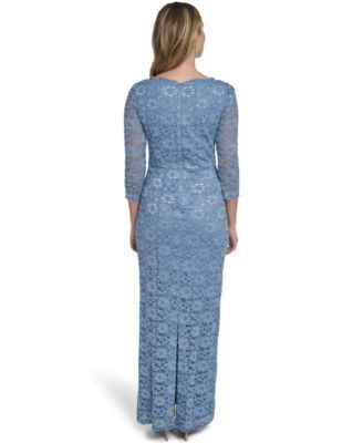 Petite Boat Neck Side Tuck Sheath Gown