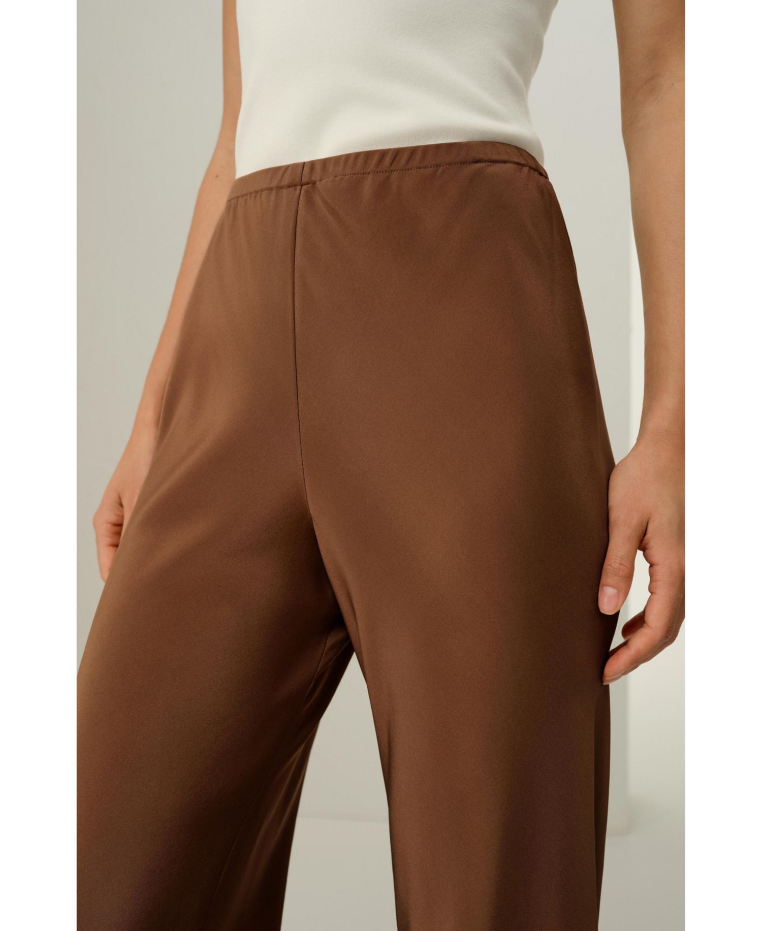 Women's Bias Cut Straight Leg Silk Pants