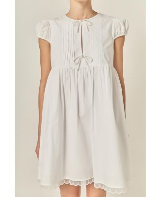 Women's Pearl Scallop Babydoll Mini Dress