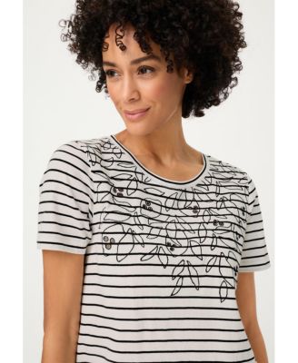 Women's Embrodiered Stripe T-Shirt
