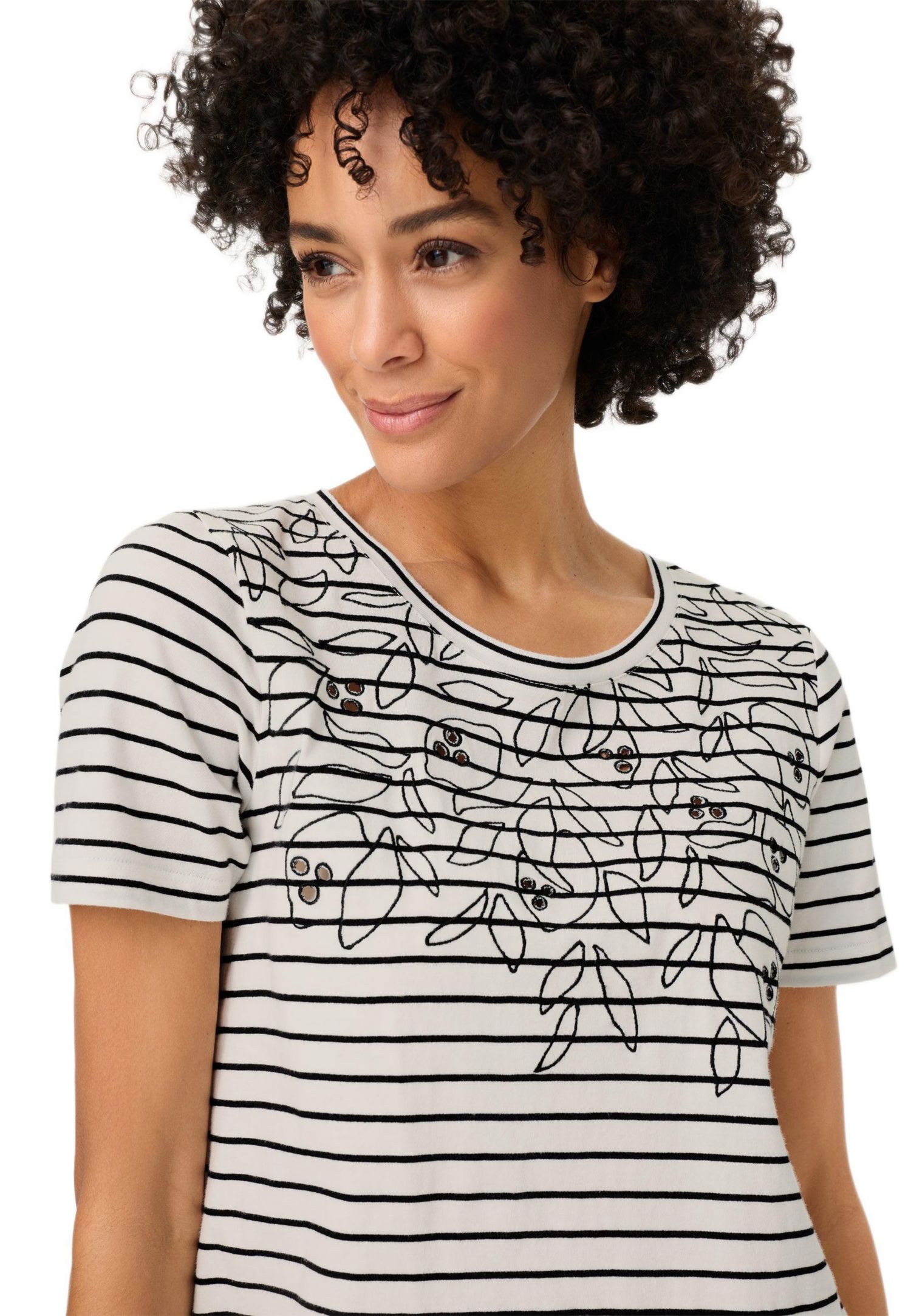 Women's Embrodiered Stripe T-Shirt