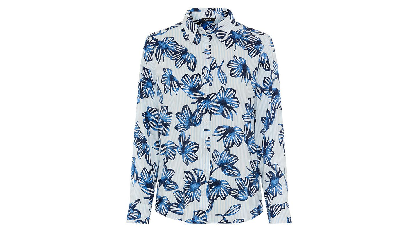 Женская рубашка Olsen Floral Stripe, цвет: Чернильный синий — фото 3