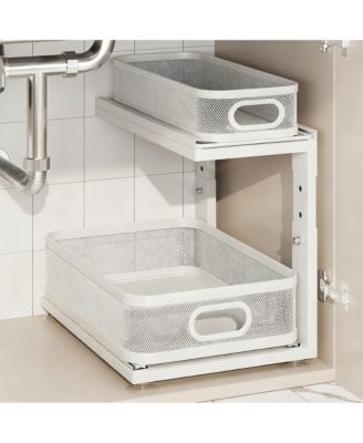 YIGII 2-Tier Under Cabinet Organizer with Ball-Bearing Slides for Easy Access & Adjustable Height