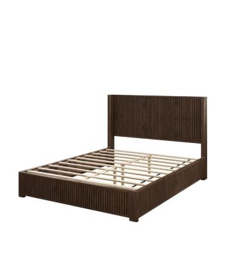Streamdale Solid Walnut Queen Platform Bed Frame - No Box Spring Needed
