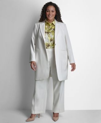 Plus Size Notch Collar Buttoned Jacket