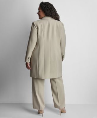 Plus Size Notch Collar Buttoned Jacket