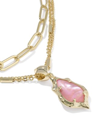 Adriana Scallop Frame Multi Strand 14k Gold Over Brass Necklace