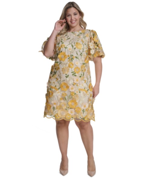 Женские Eliza J Plus Size Boat Neck Short-Sleeve Cocktail Dress