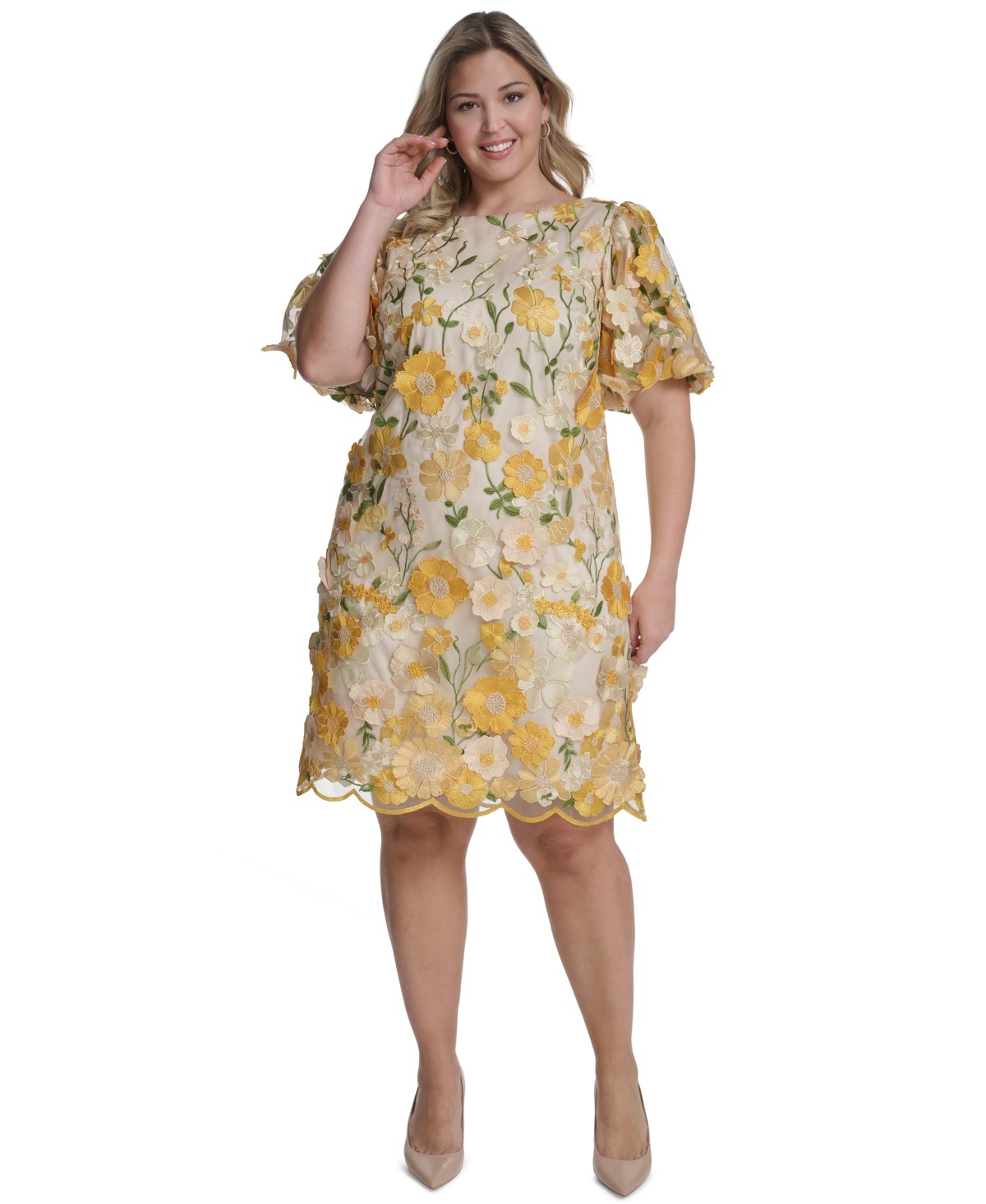 Женские Eliza J Plus Size Boat Neck Short-Sleeve Cocktail Dress — фото 1