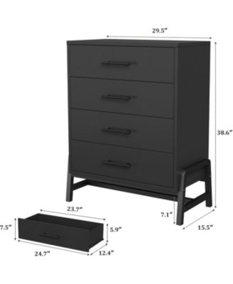 4 Drawer Dresser for Bedroom, 38.6" Tall Freestanding Storage Chest for Living Room or Entryway, Black