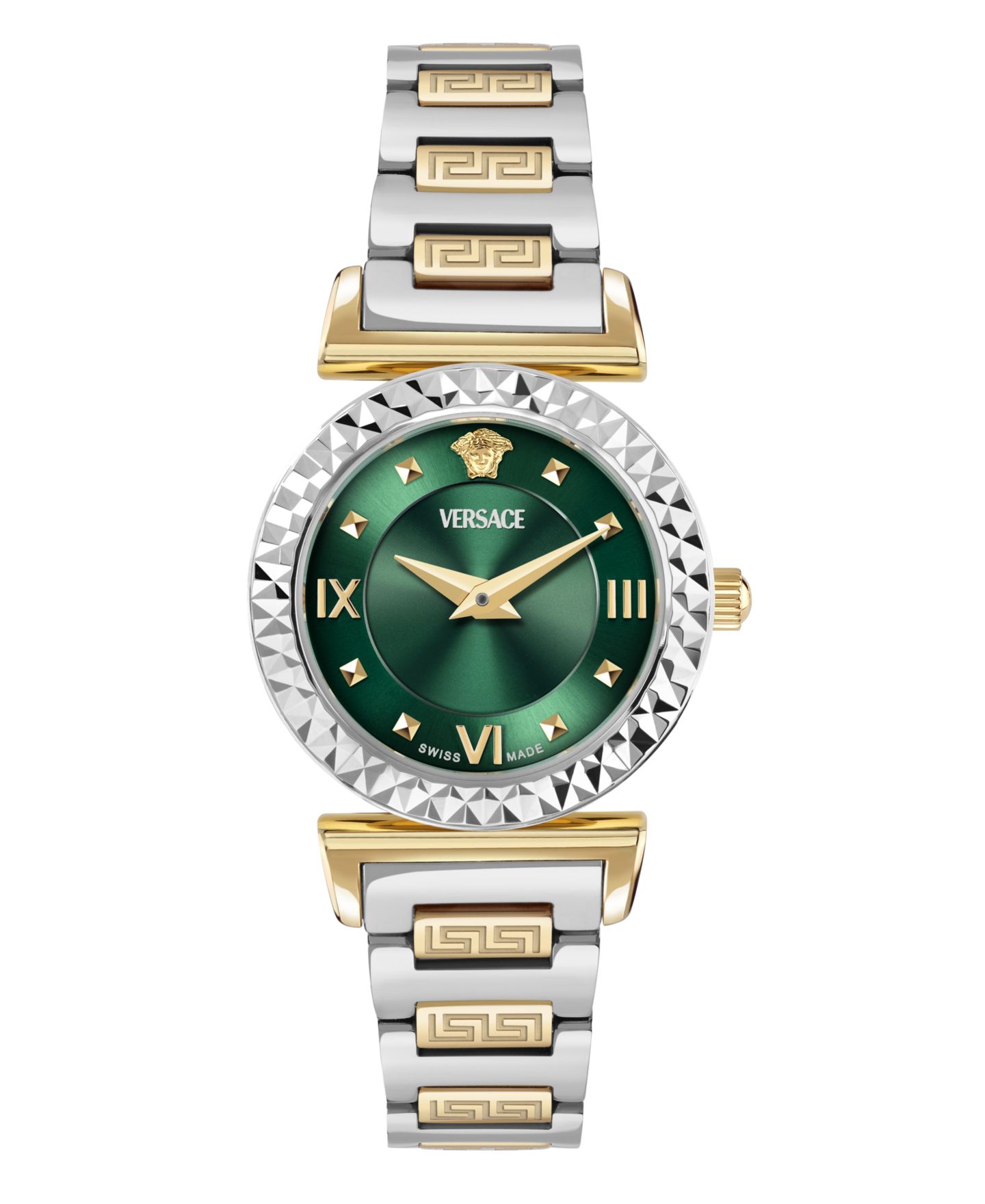 Женские часы Versace Mini Vanity Two-Tone Stainless Steel Bracelet Watch, 27mm — фото 1
