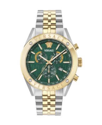 Men's Athletic Two-Tone Stainless Steel Bracelet Watch, 44mm