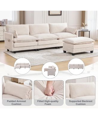 102" Oversized Modular Sectional Sofa with Movable Ottoman