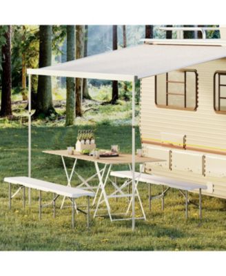 6 Foot 2 Pack Folding Bench Seat, Portable Plastic Bench Carry Handle and Smooth HDPE Tabletop for Camping