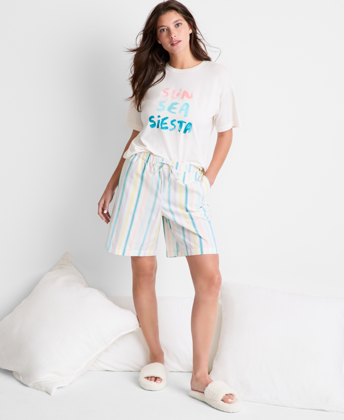 State of Day Women's Fun Stripe Bermuda Shorts, Macy's Exclusive