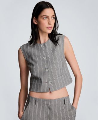Women's Pinstripe Boxy Vest