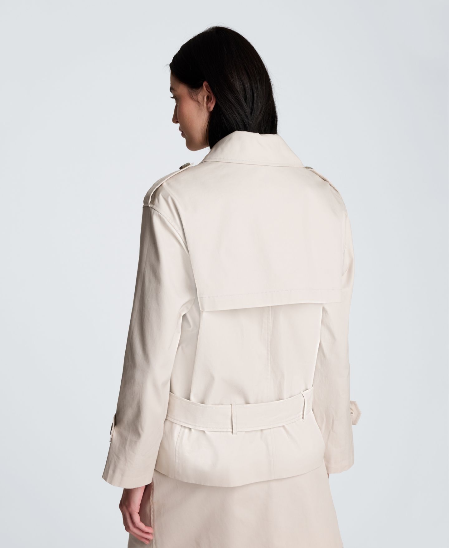 Женская куртка Kenneth Cole Drop-Waist Belted Trench, цвет: Серо-бежевый — фото 5