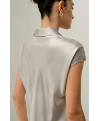 Women's Bias Cut Cap-Sleeve Silk Shirt