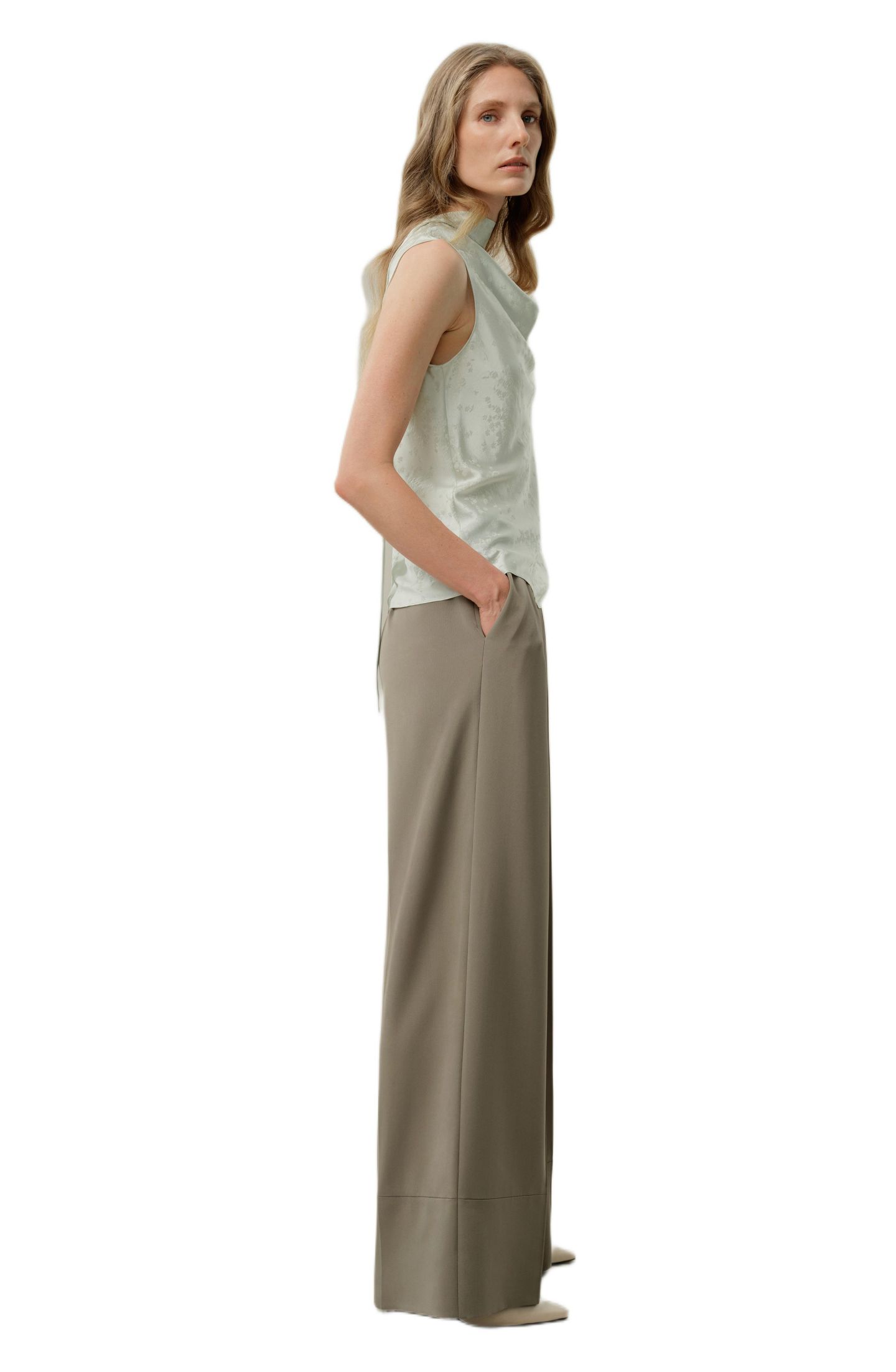 Женский топ LILYSILK Ying Jacquard Silk, цвет: Нефритовый зелёный — фото 3