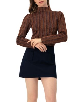 Women's High Neck Long Sleeve Top