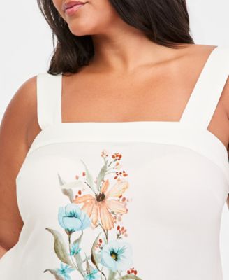 Plus Size Thick Strap Square Neck Maxi Dress