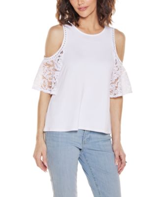 Women's Crochet Lace Cold Shoulder Top