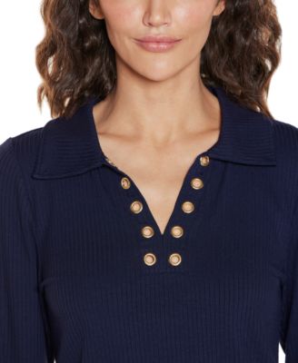 Women's Long-Sleeve Collared Neck Top