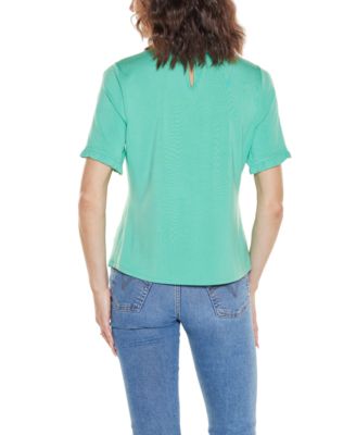 Women's Ruffle Trim Grommet Knit Top