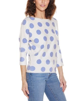Women's Boat neck Dot Pattern Sweater