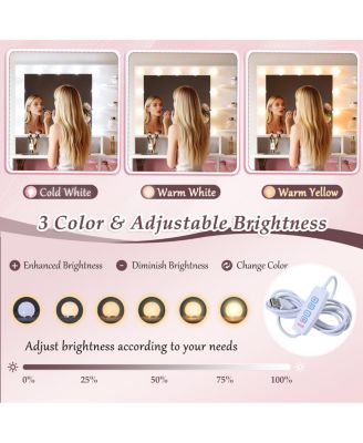 Glamorous Pink Vanity Set with Hollywood Lights & Storage