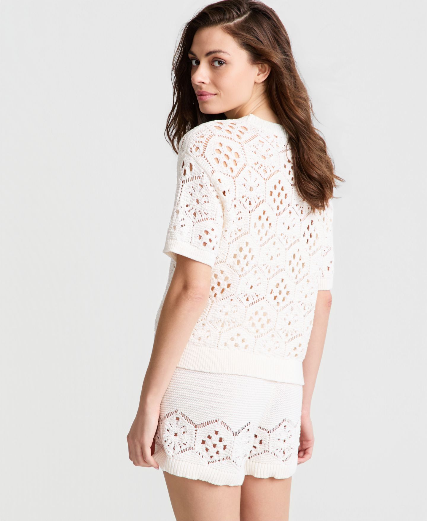 Женский свитер State of Day Short-Sleeve Crochet, цвет: Кремовый — фото 2