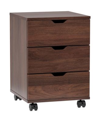 3-Drawer Vertical Filing Cabinet, Wood Mobile File Cabinet, Storage Cabinet with Wheels, Under Desk for Home Office