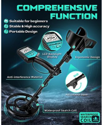 Professional Metal Detector for Adults, Waterproof Gold Finder with DSP Chip, 6 Modes, 11" Coil & Backlit LCD for Beach and Field