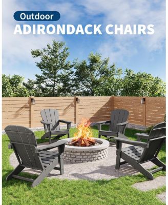 Modern HDPE Plastic Adirondack Chair Set of 4 - Oversize 380 LB Poly Lumber Weather Resistant Firepit Chair - Outdoor Patio Chairs