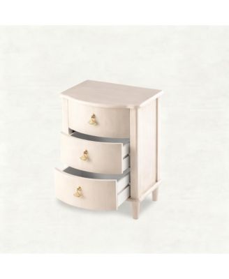 Vintage Curved Front Nightstand with Leaf Handles