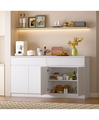Streamdale Sideboard Buffet Cabinet with Storage, Large Kitchen Cabinet with 2 Drawers, White