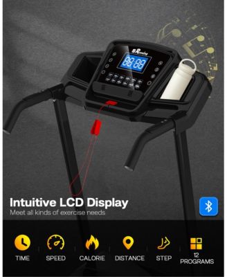 3-Level Incline Folding Treadmill for Home, Running Machine with Bluetooth Speakers, Compact Treadmill with 330lbs Capacity