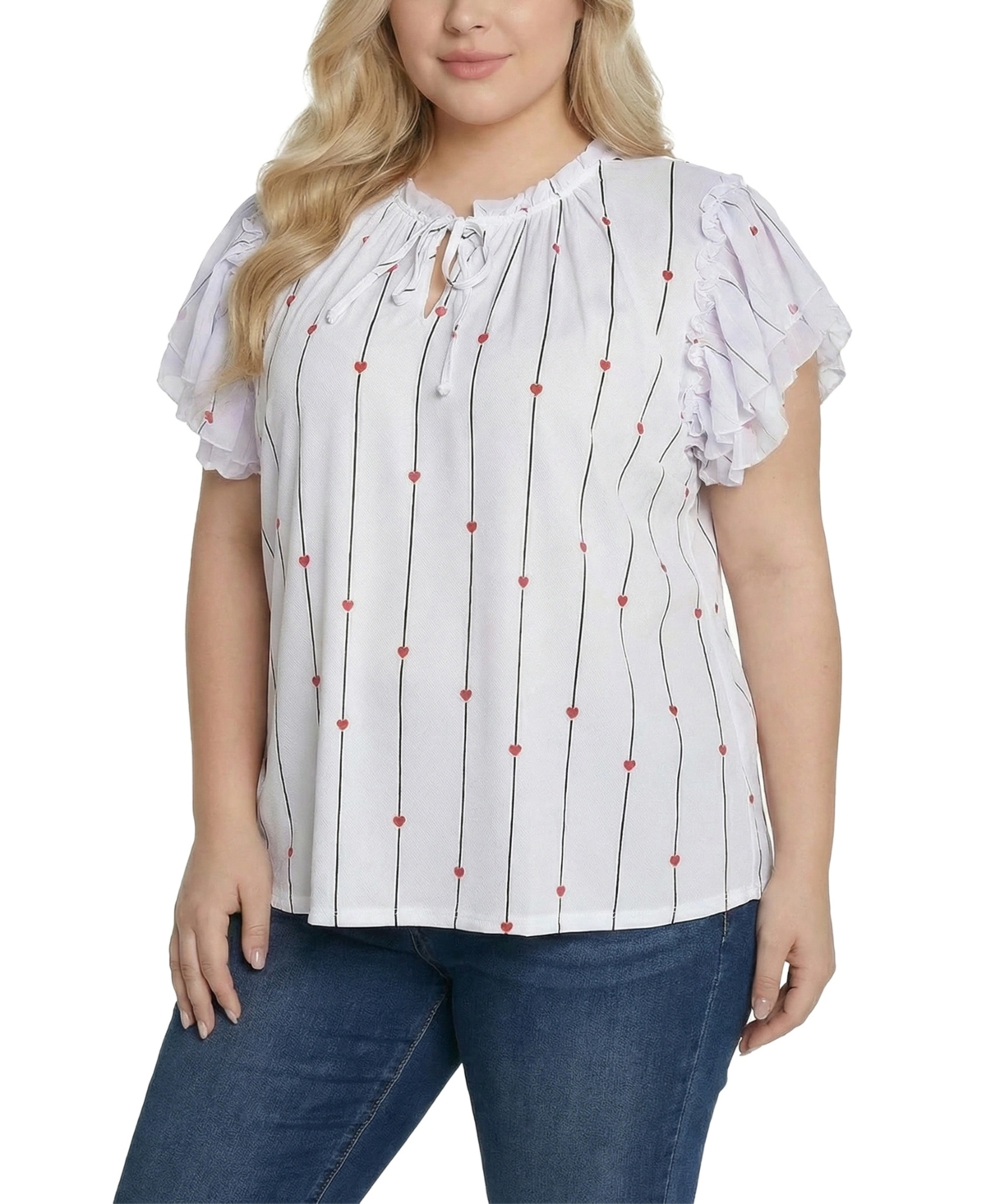 Ny Collection Plus Size Double Flutter Sleeve Blouse