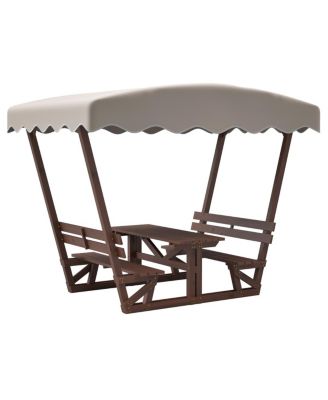 Streamdale Outdoor waterproof solid wood picnic table and bench set with canopy